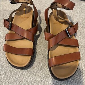 Sam Edelman Brown leather thick sole sandals with ankle strap